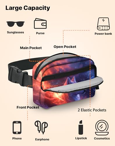 Wolf Fanny Pack Fashion Belt Bag Lightweight Waist Pouch with Adjustable Strap Mini Crossbody Bags for Women Travel Sports Running - color: Dark Red