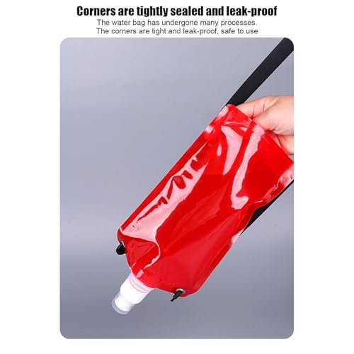 Water Bag 650ml Leak-Proof Foldable Flask with Strap - color: Red