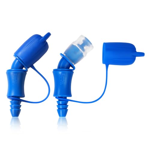 Hydration Bladder Bite Valve Replacement Mouthpiece Fit for Any Water Backpack and Most Brands, with Manual Switch Valve - color: 2 Pack 45 degree blue-A