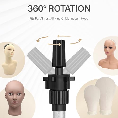 ZQIAN BEAUTY Wig Stand Tripod, 25 Inch Adjustable Mannequin Head Stand, Wig Head Stand for Training Heads And Canvas Block Head (Silvery, Mannequin Head Not Included) - color: Silvery, size: 25 Inch