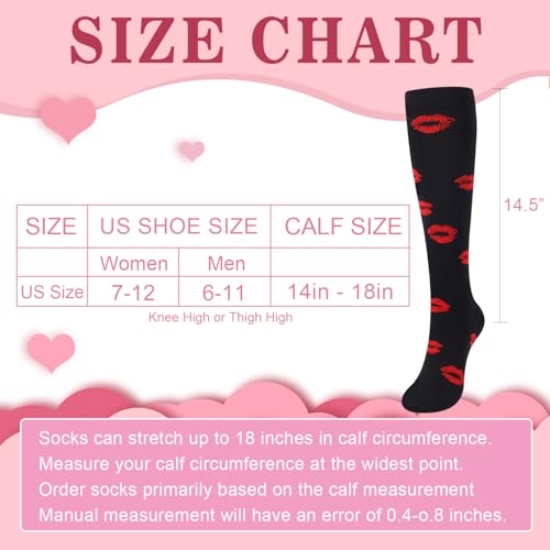 Junely Compression Socks for Women Knee High Socks Funny - color: Lip