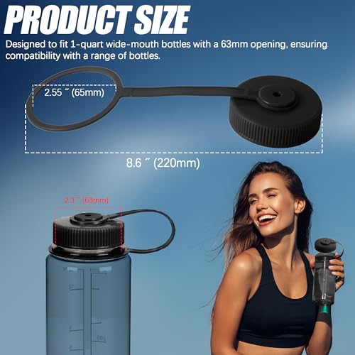 TonGass 3-Pack Water Bottle Lid Compatible with 32oz Wide Mouth Water Bottle Replacement Cap for 63mm Mouth Water Bottle Lid Replacement Water Bottle Cap