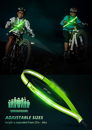 Ylzzrs LED Reflective Belt Sash Walking Gear,Safety Lights for Walkers at Night,High Visibility Safety Rechargeable Reflective Running Gear for Men Women Kids Night Dog Walking Gear - color: Green