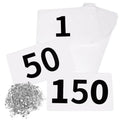 JEELAD Race Bibs 4" x 7" Running Bids Racing Numbers with Safety Pins Tyvek Tearproof Waterproof Number Cards 1-200 for Marathon Runners Sports Races Competition Events - color: White [4"x7"] 001-150