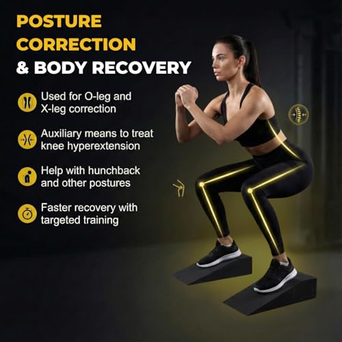 Atlas Lane Supply 2 Pack Squat Wedge Block for Heel Elevated Squat Weightlifting Calf Stretcher Slant Board for Mobility Balance and Strength Performance