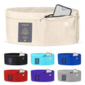 StashBandz Running Belt, Money Belt, 4-Pocket Phone Holder with Zipper - color: Ivory-Beige, size: Medium