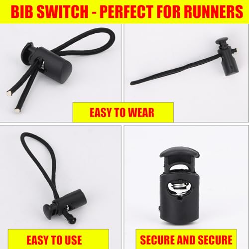 Gosknor 8pcs Bib Holder for Runners, Black Race Bib Toggles Clip