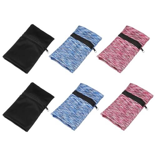 Wrist Pouch Wrist Wallet Wristband with Zipper - color: Black/Blue/Pink