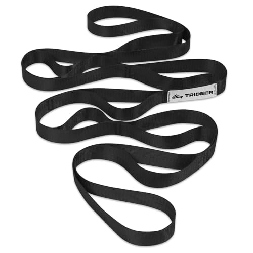 Trideer Stretching Strap with Loops, Yoga Strap, Stretch Bands for Exercise - color: Black/75"x1"