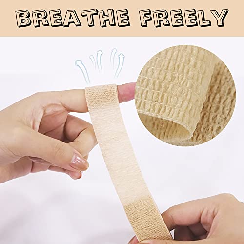 8 Pack 1 x 5 Yards Cohesive Wrap Self Adhesive Bandage Elastic Self Adherent Vet Tape for Athletic, Wrist, Ankle, Knees, Pets (Blue) - color: Blue, size: 1 Inch