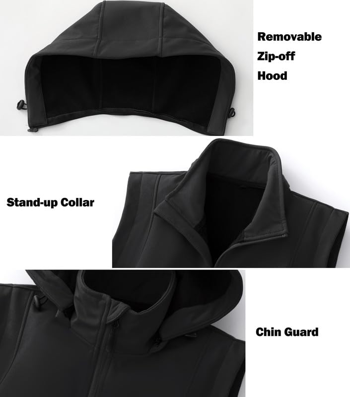 KVE Women's Windproof Waterproof Lightweight Softshell Vest - color: Black, size: XX-Large