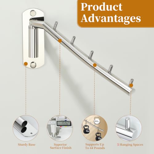 Alise Wall Mounted Drying Rack,Swivel Clothes Drying Hangers,Chrome,2 Pcs - color: Chrome, size: 1005 (2 Pack)