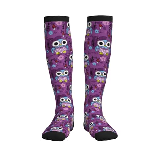 Compression Socks, Unisex 15-20 mmHg Knee High Support Socks - color: Owl