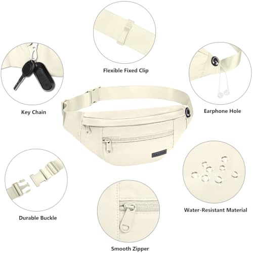 Crossbody Bag Fanny Pack for Women Travel Essential with Adjustable Strap - color: Beige, size: Large