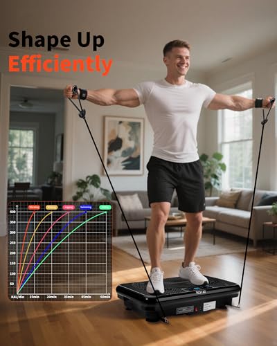 ROTAI Vibration Plate Exercise Machine for Lymphatic Drainage Massager & Weight Loss, 400 lbs Capacity Whole Body Vibrating Shake Plate Workout for Women and Men - color: Bright Black