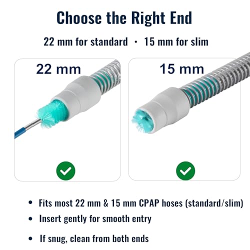 CPAP Hose Cleaner Brush – 78.7" Dual-Ended CPAP Hose Brush for 15mm & 22mm Tubing, CPAP Tube Cleaning Brush with 2 Detail Brushes for Mask Vent & Humidifier Cleaning - color: Basic