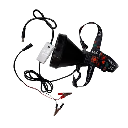 MEMEMOKON Large LED Headlamp with DC 12V Power, 15W Clip-On Light Hiking Outdoor Camping Running Cycling Fishing Lamp (Warm White)