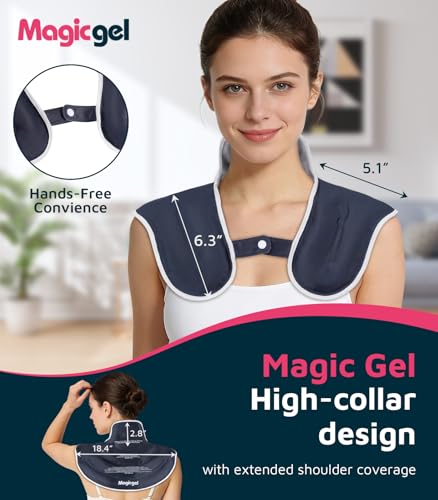 Magic Gel Ice Pack for Neck and Shoulders, Reusable Cervical Ice Pack Wrap for Neck Pain Relief, Flexible Gel Cold Pack for Shoulder Surgery Recovery, Rotator Cuff Injuries, Physical Therapy - Small - style: Small