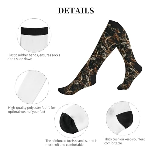 Compression Socks Knee High Circulation Support Socks For Women Men Athletic Running Hiking Cycling - color: Camo Deer