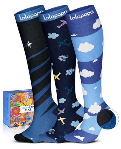 Cute Compression Socks for Women - color: Travel Design, size: XX-Large