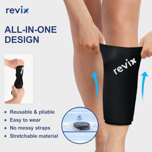 REVIX Calf Ice Packs Sleeve for Shin Splint Relief, Reusable Gel Pack