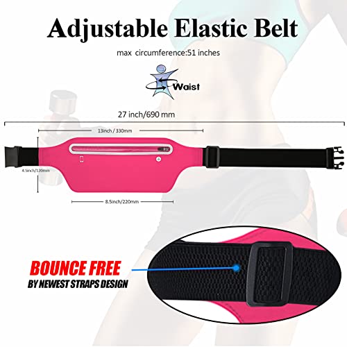 Fanny Packs for Women,Waterproof Fanny Pack for Men,Adjustable Running Belt Waist Pack Slim Expandable Pocket Belt,iPhone Running Holder Cell Phone Elastic Waist Pouch Bag for Galaxy Pink - color: 2-Pink