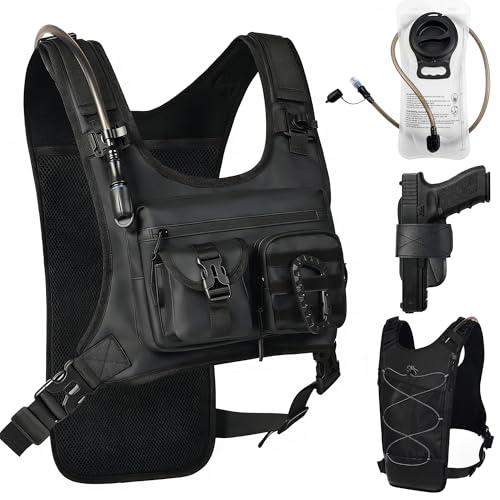 Hydration Running Vest Backpack with 2L Water Bladder - Lightweight & Reflective Chest Pack with Gear Holder, Includes Free Carabiner for Hiking, Running, Cycling, Marathon (Men & Women)
