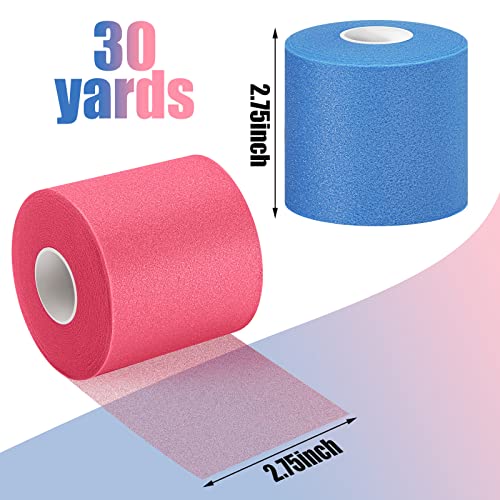 3 Pieces Pre-Wrap Tape for Hair, Sports, Ankle, Wrists, Knees - Foam Underwrap 2.75 Inch x 30 Yards (Black, Blue) - color: Black, Blue