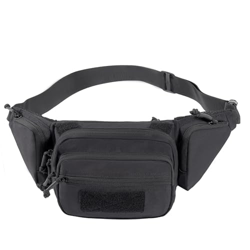 CCW Tactical Fanny Pack for Concealed Carry, 500D Nylon Low Profile EDC Waist Bag with Pistol Holster & YKK Zippers, Everyday Carry Hip Pack - color: Black