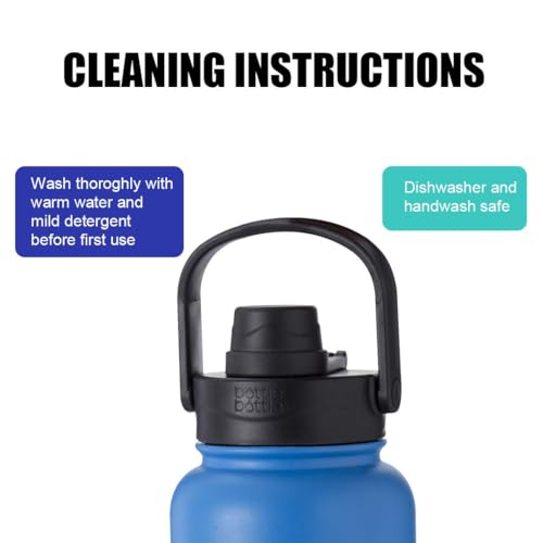 BOTTLE BOTTLE Wide Mouth Sports Cap Lid for 12 OZ, 18 OZ, 20 OZ, 32OZ, 40OZ Bottles Leak-Proof Twist Spout Replacement Lid with Handle (dark black)