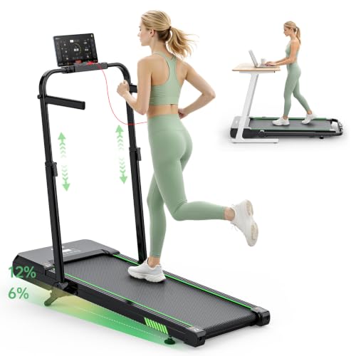 AKLUER Walking Pad Treadmill with 12% Auto Incline Adjustable Handlebar - color: Black