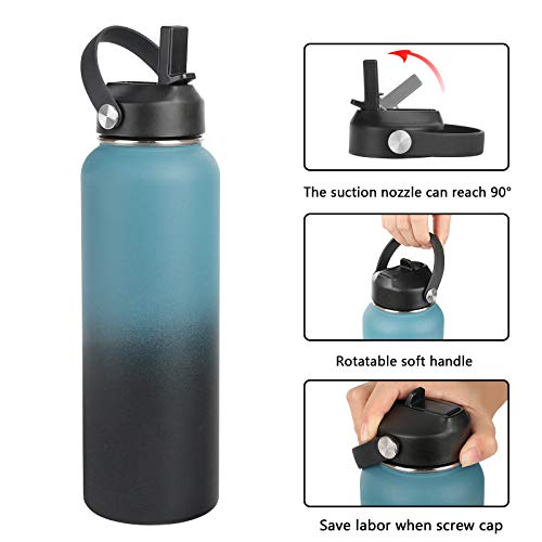 Straw lid for Hydroflask Wide Mouth Water Bottle,Straw Lid Flexible Handle Fit Hydro Flask 12 16 18 20 32 40 64 oz,Sports Straw Cap Flip Top Lid Water Bottle Lid Accessories… - color: Black 1