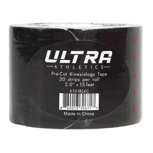 Kinesiology Tape, Premium Precut Roll, Elastic Cotton, Hypoallergenic, 20 Precut Strips, Ideal for Muscle Support & Injury Prevention (Black) - color: Black