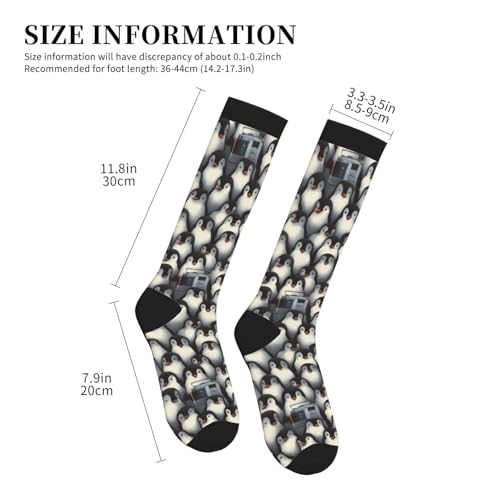 Compression Socks Women Knee High Support Circulation Stockings for Running Cycling Flying - color: Penguin