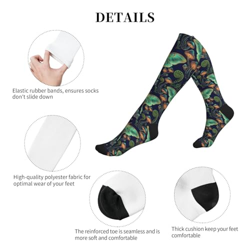 Witchy Moth Compression Socks For Women Men - color: Moth Mushrooms Crystals Green