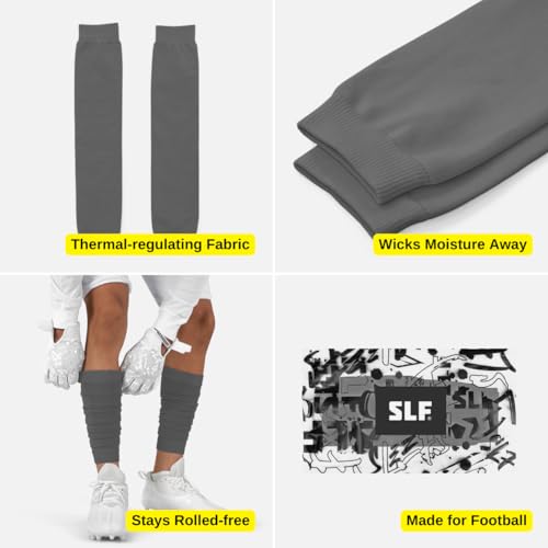 SLEEFS Football Leg Sleeves for Turf Burn and Skin Irritation Protection - color: Light Gray, size: Adults