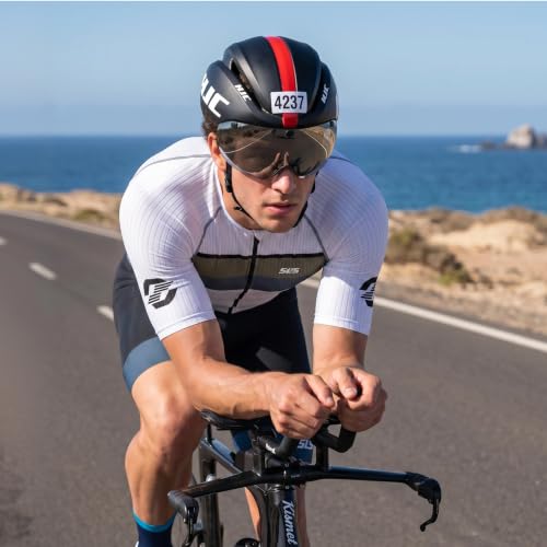 SLS3 Triathlon Suits Mens - Elite Aero Sleeved Trisuit for Swim Bike Run - color: Osaka White, size: Medium