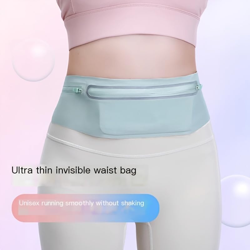 Ultra Thin Unisex Belt Bag, Adjustable Buckle Waist Pouch Fit 7.5 Inch Phone Lightweight for Running Travel Cycling (Black)