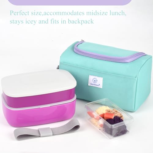 Genteen Small Cooler Bag with Ice Pack,Insulated Lunch & Snack Tote - color: Light Green