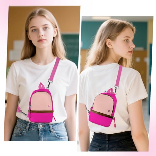 Babysun Mini Backpack Keychain Wristlet Pouch Small Change Coin Purse Cute Zipper Wallet With 3 RFID Card Slots For Women/Men Airpods Cosmetics - color: HotPink-L