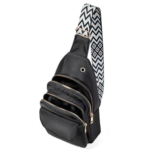 AOSTIHOT Crossbody Sling Bag Small Sling Backpack for Women, Chest Daypack Crossbody Shoulder for Travel Sport Running Hiking - color: M Black