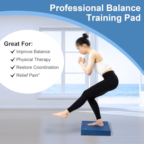 StrongTek Foam Balance Pad, Extra-Wide 19 x 15.8 x 2.4 in, Non-Slip TPE - color: Blue-Set of 2
