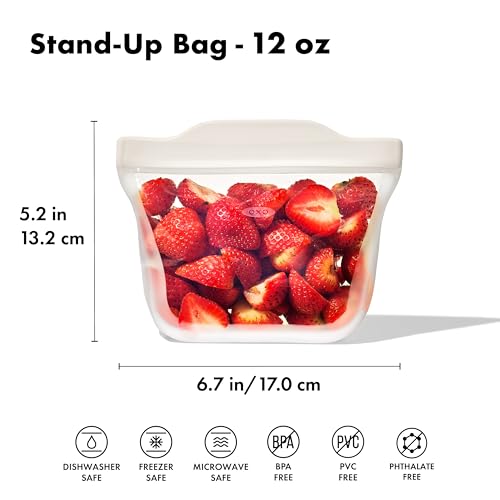 OXO Good Grips Silicone Reusable Bag - Stand-Up Snack (12 oz), Oat - color: Oat, size: Stand -Up Snack (12 oz)
