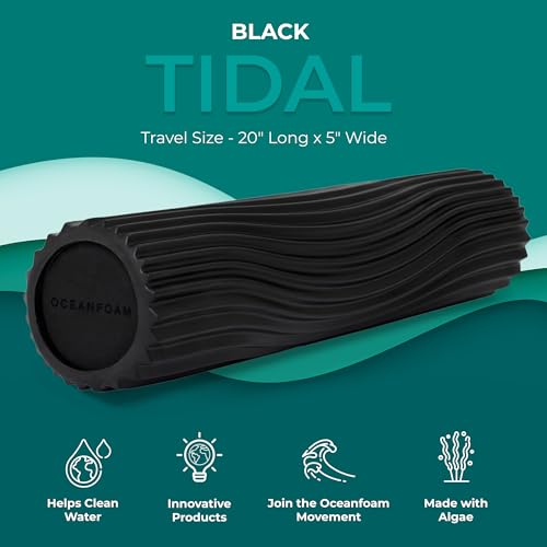 Oceanfoam Tidal Roller - Muscle Massage Foam Roller for Exercise (Black)