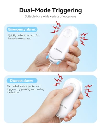 TECKNET Personal Safety Alarm, Rechargeable Personal Alarms for Women, 130dB Extra Loud Siren & Strobe Light Travel Safe Self Defense Alarm, Gift for Women, College Girls, Teenagers, Seniors(White) - color: White