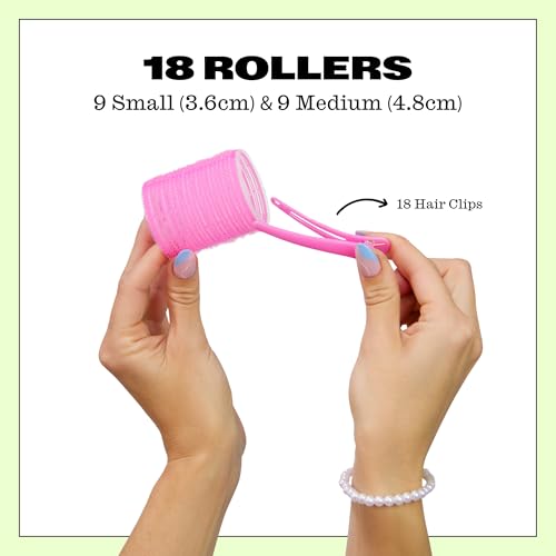 Trademark Beauty Small and Medium Self-Grip Hair Rollers Set – 37-Piece Kit with Rollers, Clips & Travel Case for Lasting Volume, Bombshell Blowouts & Bouncy Hair, Ideal for Short Hair Lengths – Pink - size: Small