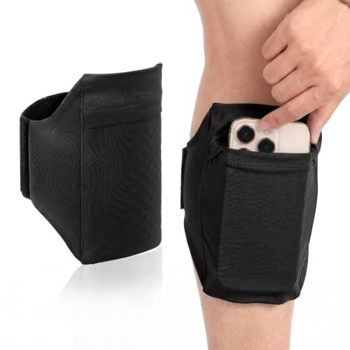 Amabro Leg Phone Holder Non Slip Cellphone Thigh Ankle Wallet Armband Strap - color: Gray, size: 30-50cm