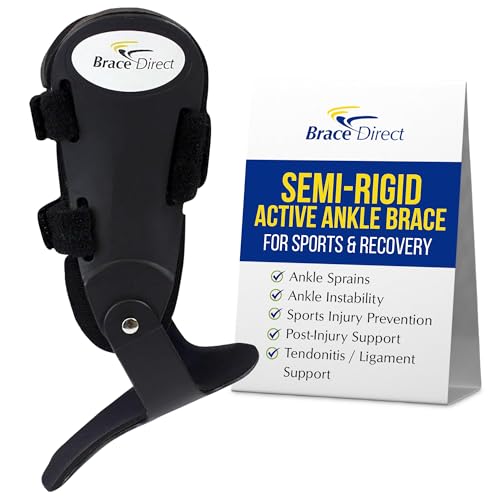Brace Direct Semi-Rigid Active Ankle Brace, Hinged Sports Stabilizer - size: Right Ankle - Right - L