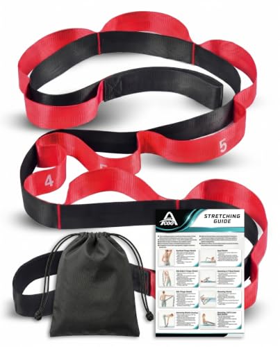 Acozycoo Stretching Strap with Loops for Physical Therapy,Knee,Leg Lifter - color: Red, size: Length: 86 Inch, Width: 1.5 Inch