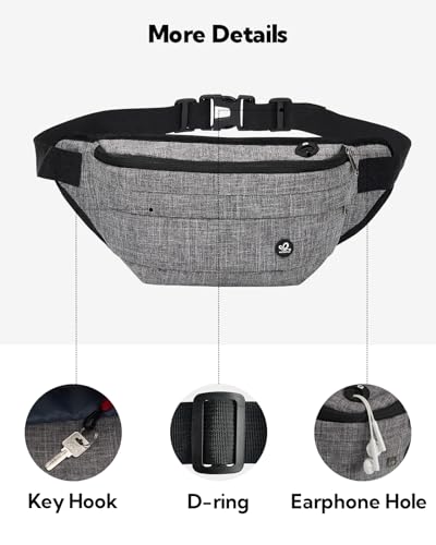 WATERFLY Fanny Pack Waist Bag: Large Crossbody Fannie Bum Belt Bag Hip Phanny Pack for Men Women Outdoor Sport Hiking Traveling Walking - color: Light Gray